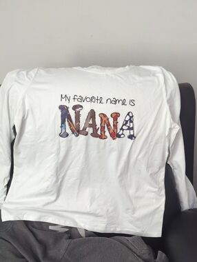 White "My Favorite Name Is Nana" Graphic Long Sleeve Shirt